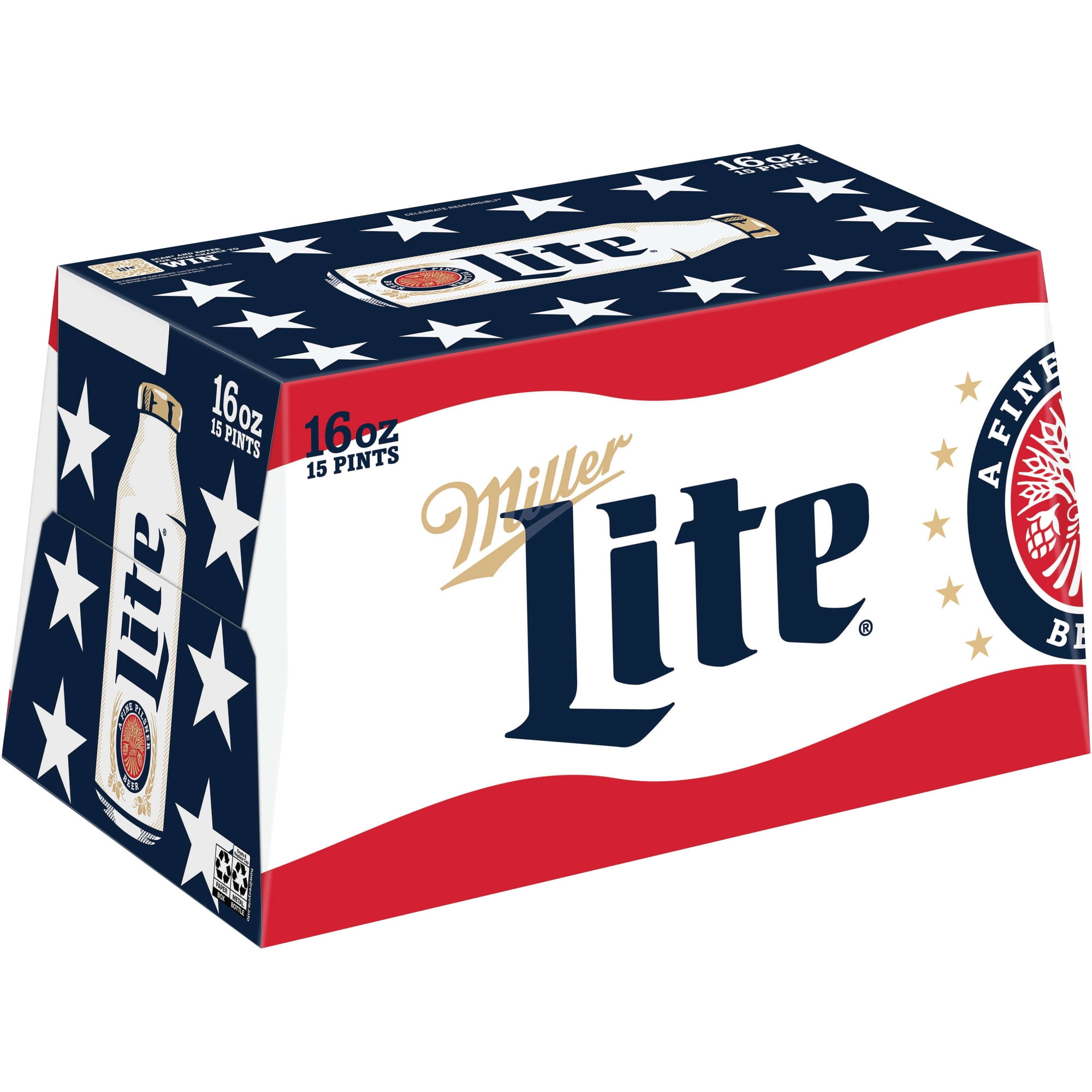 Miller Lite Beer, 15 Pack, 16 fl oz Aluminum Bottles, 4.2 ABV