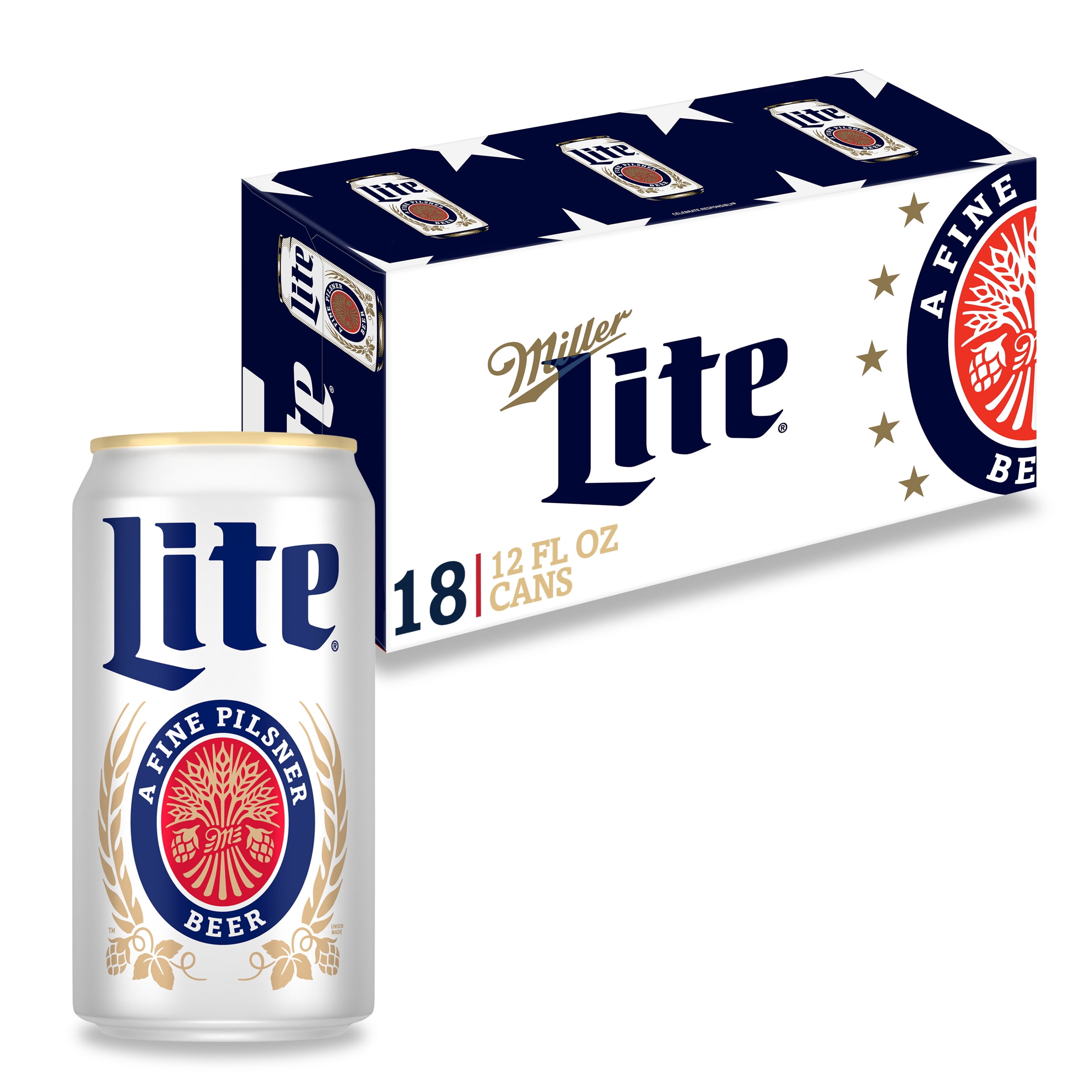 Miller Lite American Light Lager Beer, 18 Pack, 12 fl oz Aluminum Cans, 4.2% ABV, Domestic Lager