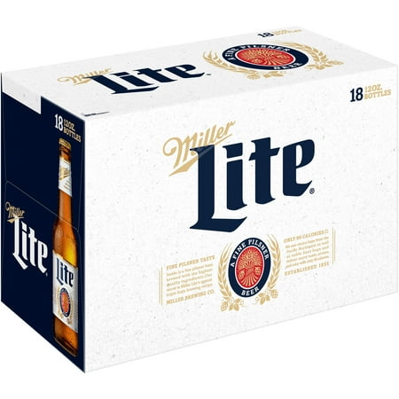 Miller Lite American Light Lager Beer, 18 Pack, 12 fl oz Glass Bottles, 4.2% ABV