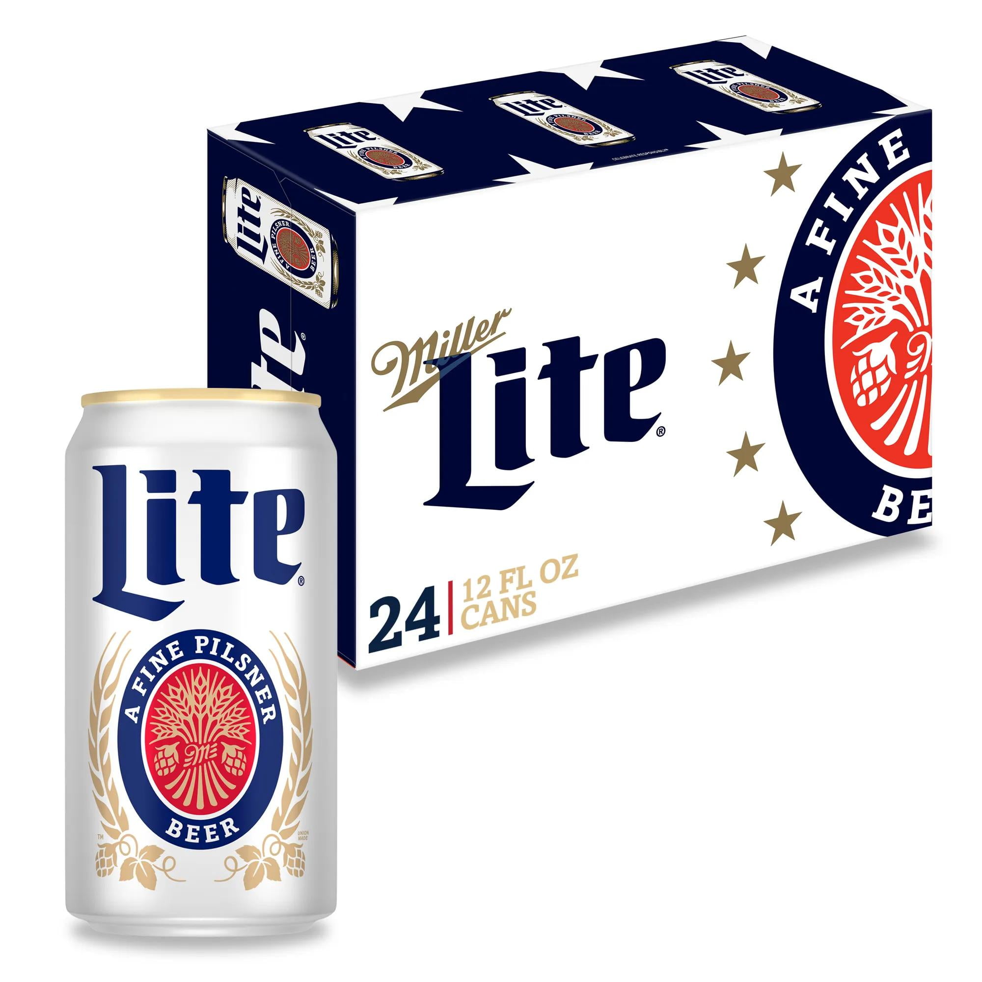 Miller Lite American Light Lager Beer, 24 Pack, 12 fl oz Aluminum Cans, 4.2% ABV, Domestic Lager