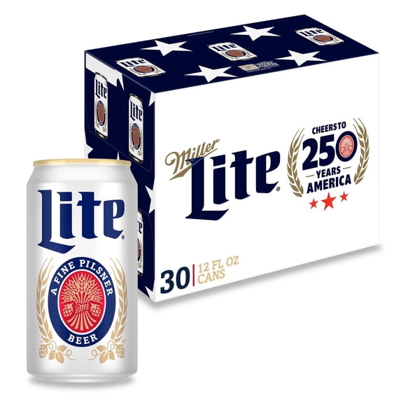 Miller Lite American Light Lager Beer, 30 Pack, 12 fl oz Aluminum Cans, 4.2% ABV