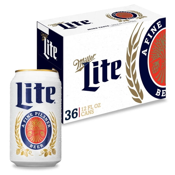Miller Lite American Light Lager Beer, 36 Pack, 12 fl oz Aluminum Cans, 4.2% ABV