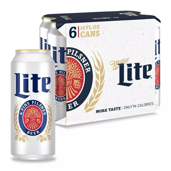 Miller Lite American Light Lager Beer, 6 Pack, 16 fl oz Aluminum Cans, 4.2% ABV