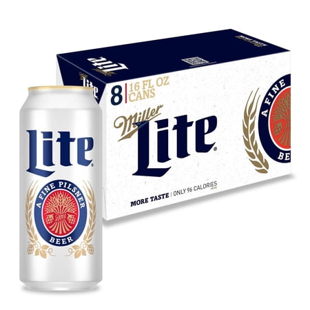 Miller Lite American Light Lager Beer, 8 Pack, 16 fl oz Aluminum Cans, 4.2% ABV