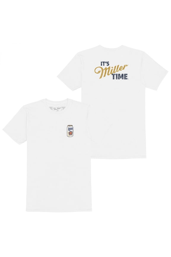 Can Icon It's Miller Time Front and Back Print T-Shirt-Large