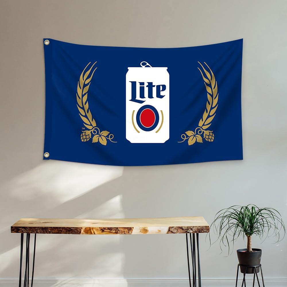 Miller Lite Flag Blue Banner for Dorm Bedroom