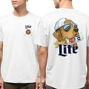GRAPHIC GROOVE Miller Lite Hunting Dog T Shirt Double T Shirt Tee Unisex, Color: Ash Grey, Size: S