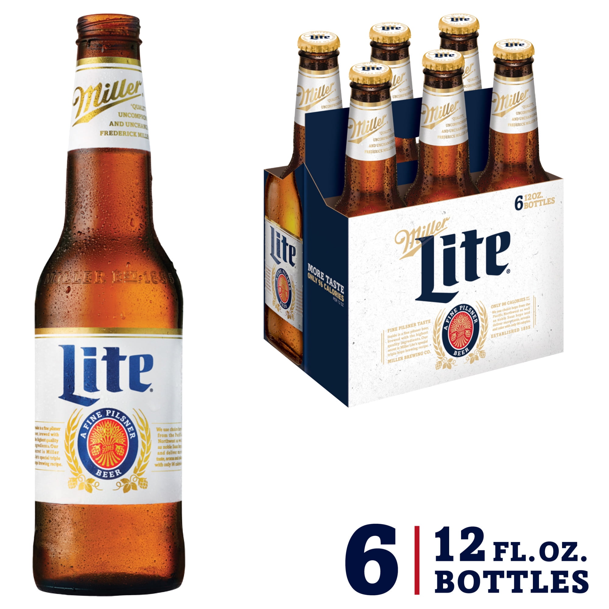 Miller Lite Lager Beer, 6 Pack, 12 fl oz Bottles, 4.2 ABV