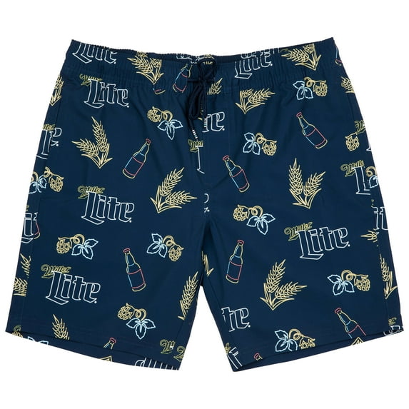 Miller Lite Neon Bottles All Over Print Board Shorts-Medium (32-34)