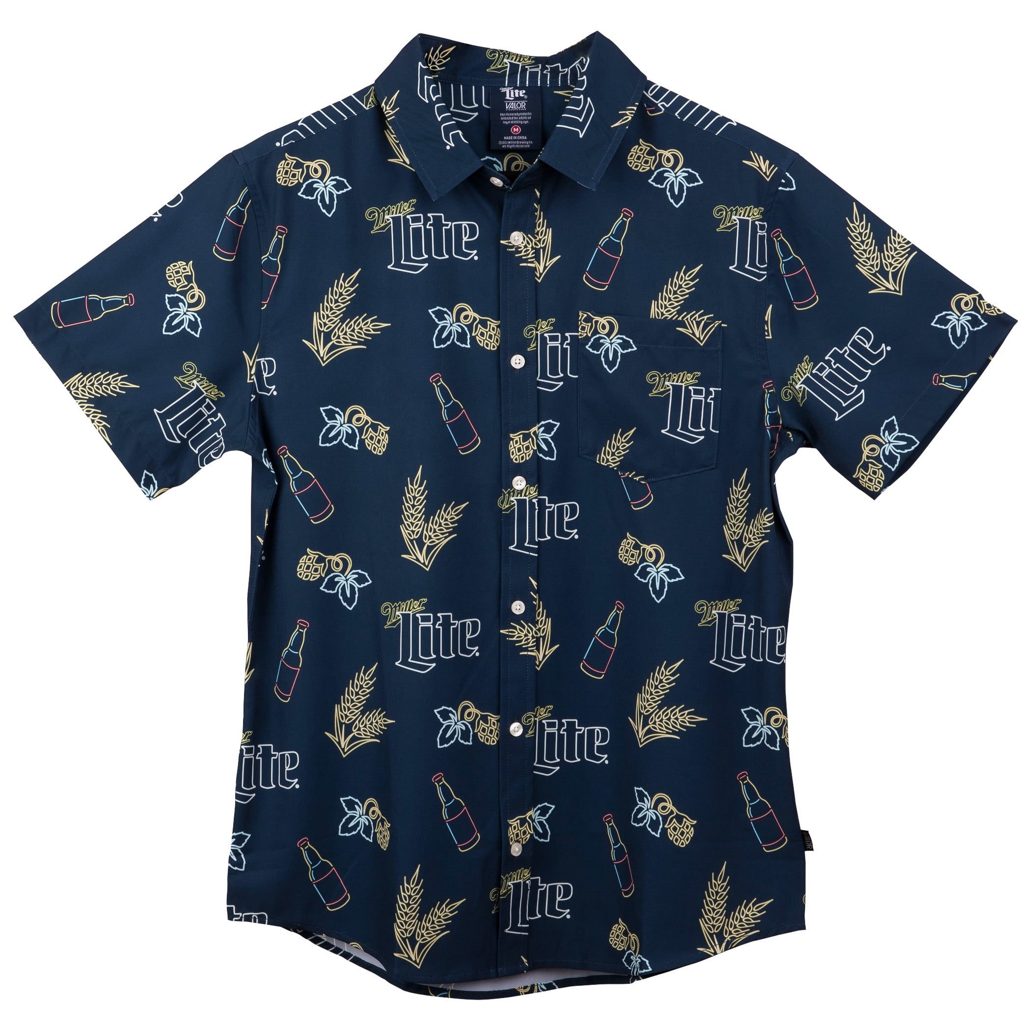 Miller Lite Neon Bottles Hawaiian ShirtMedium