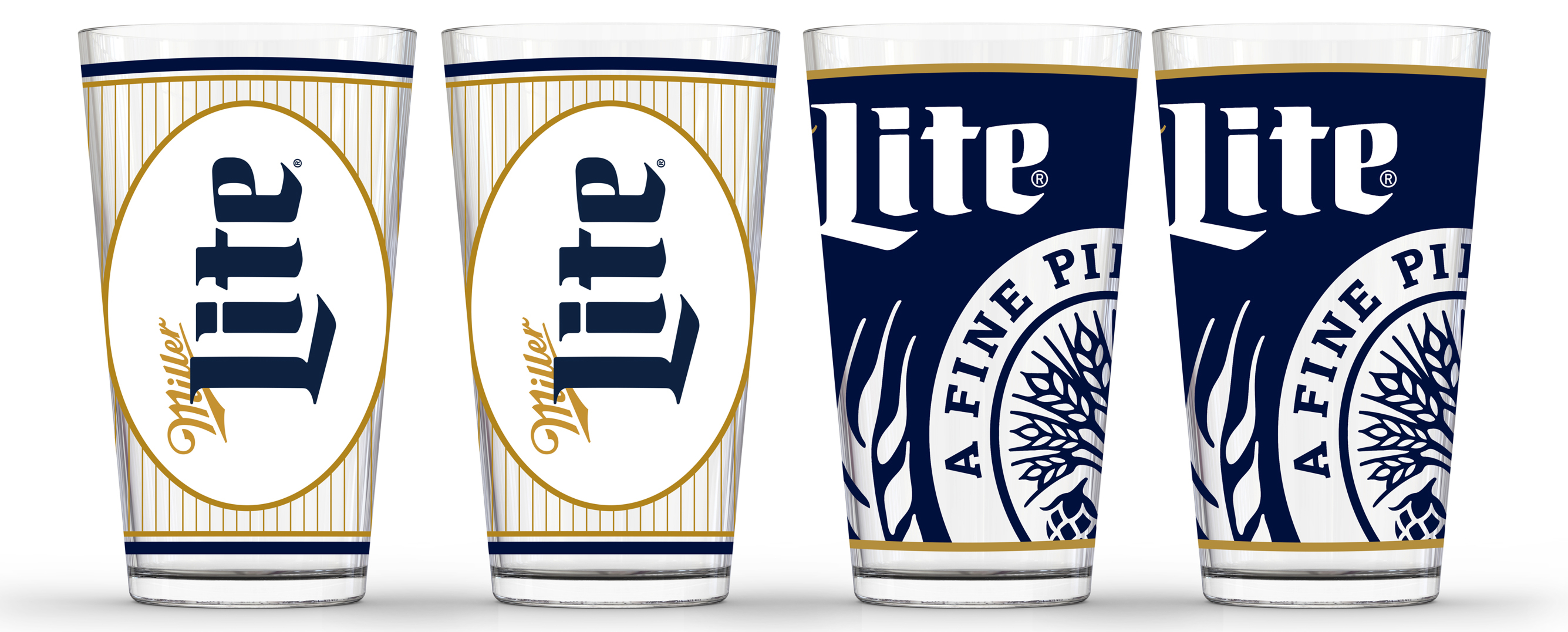Miller Lite Pint Glass 4 Pack