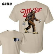 ZYNNIA SHOP Miller Lite Sasquatch . Fun Bigfoot Design With Plaid And Beer . White . Perfect For Beer Lovers And Outdoor Enthusiasts Unisex Comfort Tee T Shirt, Color: Black, Size: S