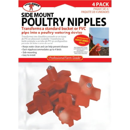 Miller Manufacturing Company Poultry Nipples | 188890 | Side Mount | 4 pack | Red