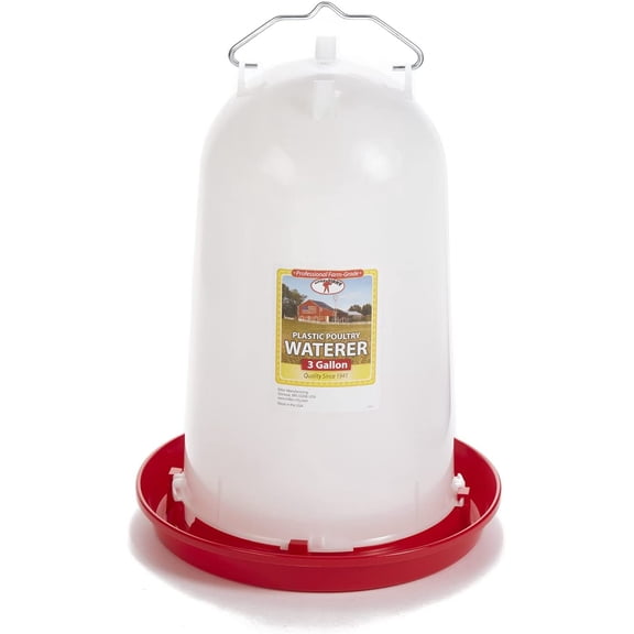 Miller Manufacturing 3-Gallon Poultry Waterer  Durable Impact-Resistant Polyethylene with Built-In Handle