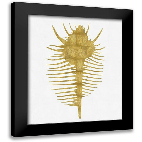 Miller, Melonie 12x14 Black Modern Framed Museum Art Print Titled - Sea Life - Gold on White VI