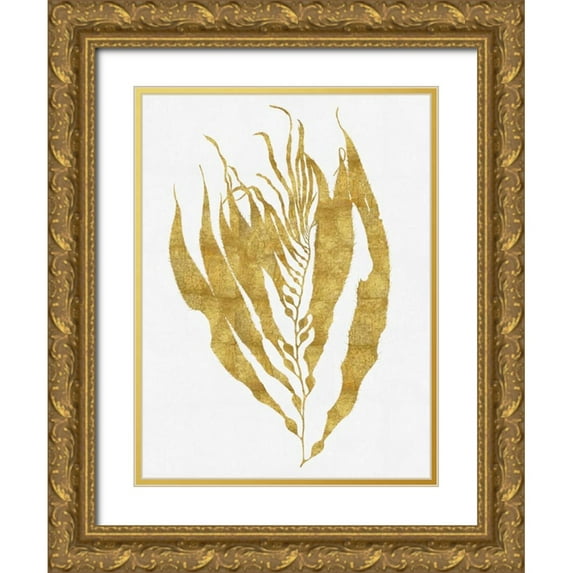 Miller, Melonie 12x14 Gold Ornate Wood Framed with Double Matting Museum Art Print Titled - Sea Life - Gold on White I