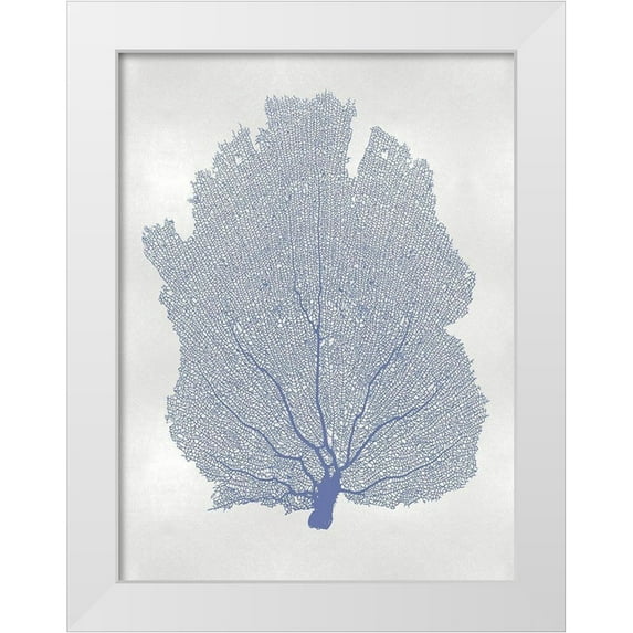 Miller, Melonie 12x14 White Modern Wood Framed Museum Art Print Titled - Sea Fan Blue I
