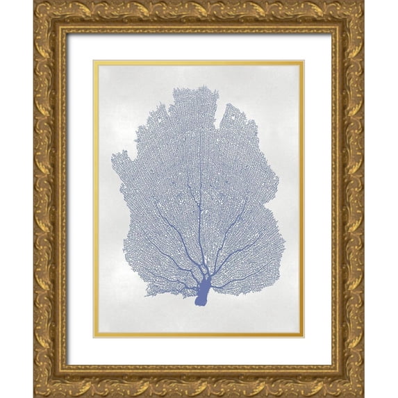 Miller, Melonie 15x18 Gold Ornate Wood Framed with Double Matting Museum Art Print Titled - Sea Fan Blue I