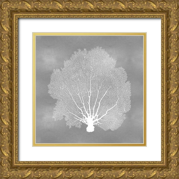 Miller, Melonie 26x26 Gold Ornate Wood Framed with Double Matting Museum Art Print Titled - Sea Fan on Silver IV