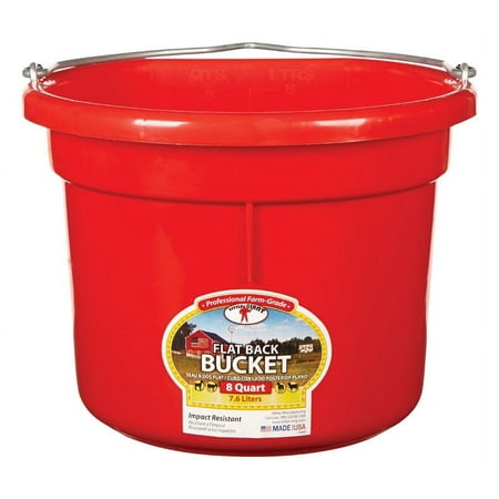 Miller Mfg Co Inc Flat Back Plastic Bucket- Red 8 Quart - P8FBREDA