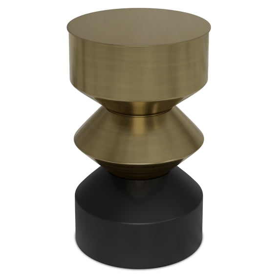 Simpli Home Miller 14 inch Wide Iron Modern Side Table in Black/Brass