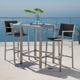 thumbnail image 1 of Miller Outdoor 3 Piece Wicker Bar Set with Glass Table Top, Grey, 1 of 11