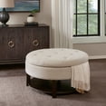 thumbnail image 1 of Miller Round Storage Ottoman - Beige, 1 of 7