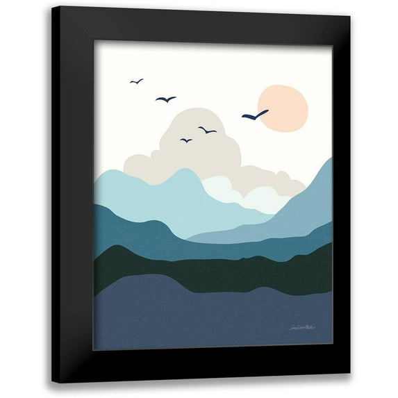 Miller, Sara Zieve 15x18 Black Modern Framed Museum Art Print Titled - Hills and Valleys II Blue
