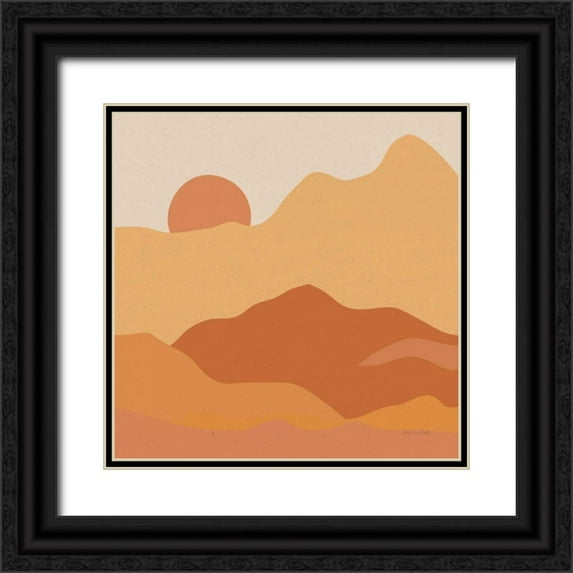 Miller, Sara Zieve 20x20 Black Ornate Wood Framed with Double Matting Museum Art Print Titled - Mountainous II Orange