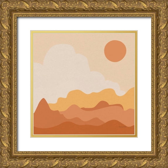 Miller, Sara Zieve 20x20 Gold Ornate Wood Framed with Double Matting Museum Art Print Titled - Mountainous I Orange