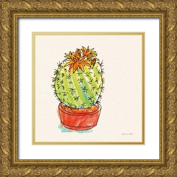 Miller, Sara Zieve 26x26 Gold Ornate Wood Framed with Double Matting Museum Art Print Titled - Cacti Garden II