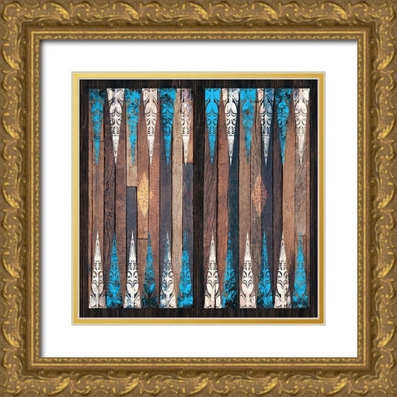 Miller, Savannah 20x20 Gold Ornate Wood Framed with Double Matting Museum Art Print Titled - Backgammon Blues