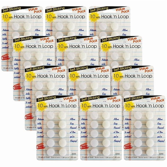 Miller Studio MIL3255WH-12 0.625 in. Magic Mounts Self-Sticking Hook-N-Loop Dots, White - Pack of 12