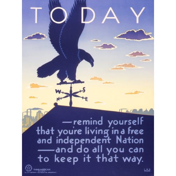 Miller War WWII USA Remind Yourself Eagle Advert Extra Large XL Wall Art Poster Print