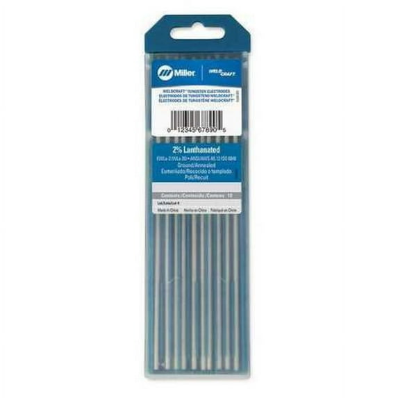 Miller Weldcraft WL2332X7 2% Lanthanated Tungsten Electrode 3/32 X 7", 10 pack