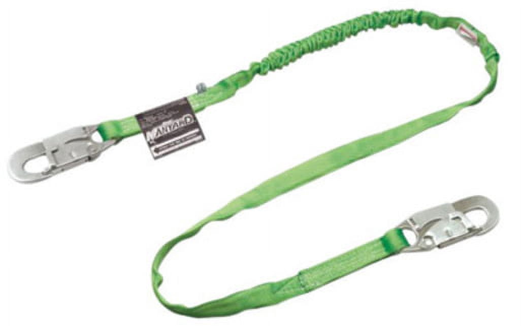 Miller by Honeywell 216TWLS/Z76FG 6' Manyard HP Polyester Web Single-Leg Shock-Absorbing Green Lanyard With (2) 3/4'' Locking Snap Hooks
