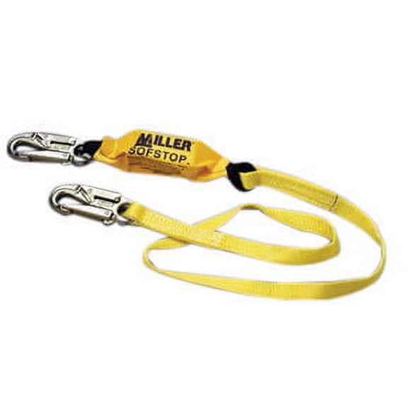 Miller by Honeywell 6' 1'' Polyester Web Single-Leg Shock-Absorbing Lanyard With (2) 3/4'' Locking Snap Hooks And SofStop Shock Absorber Double Pack