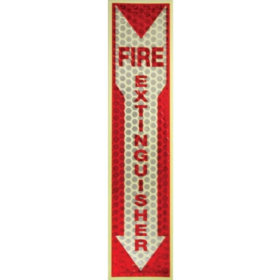 Miller's Creek Luminous Fire Extinguisher Sign - 1 Each - Fire Extinguisher Print/Message - 4" Width x 16.8" Height - Rectangular Shape - Red Print/Message Color - Reflective, Flex | Bundle of 5