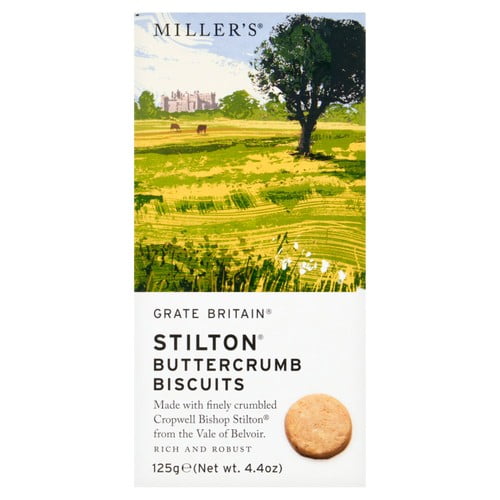 Miller's Grate Britain Stilton Buttercrumb Cheese Biscuits 125g, British Import (Pack of 2)