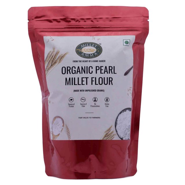 Millet Amma Organic Bajra (Pearl Millet) Flour, 2Kg (500g x 4 Packs