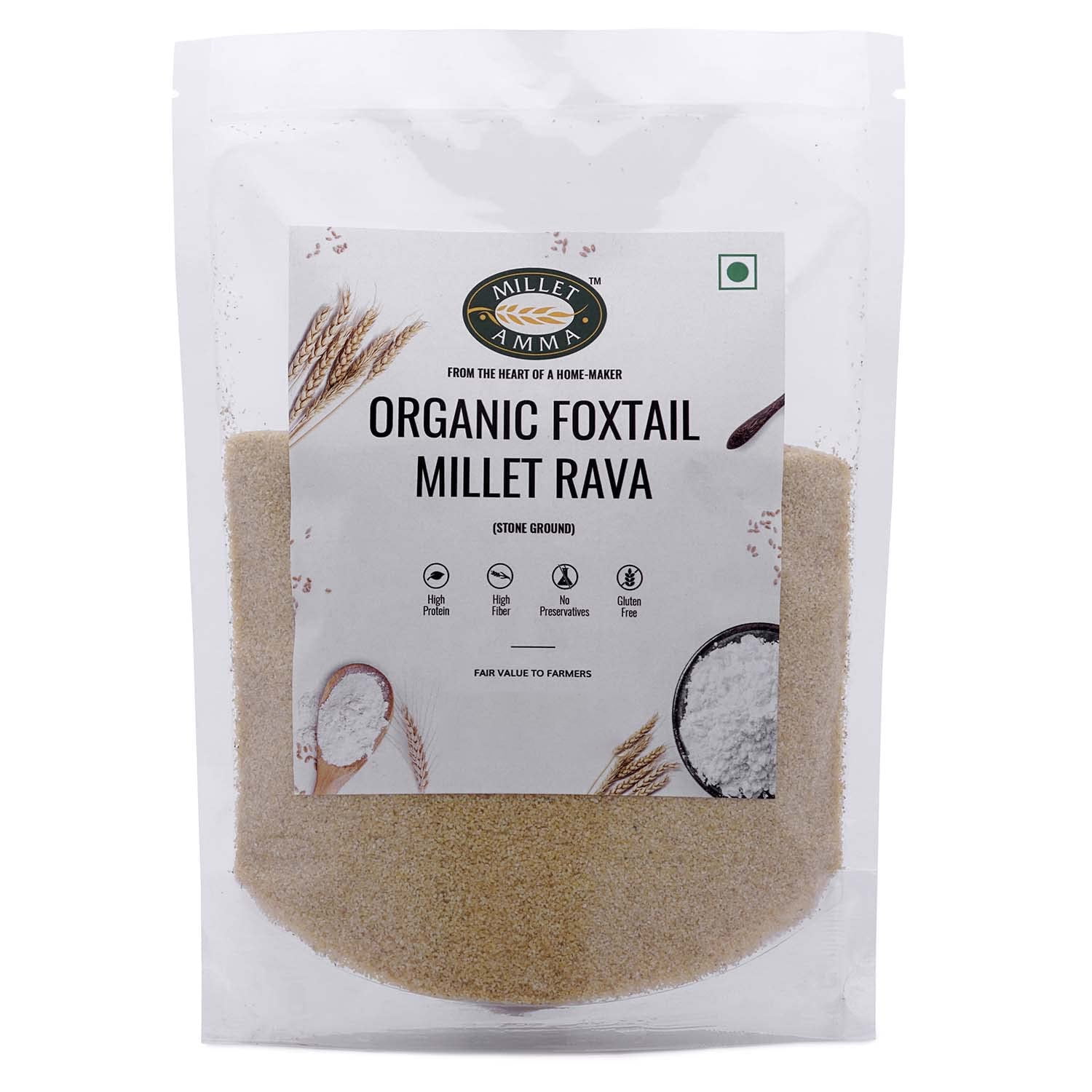 Millet Amma Organic Foxtail Millet Rava Pack of 1, 1 kg, High Protein
