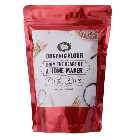 Millet Amma Organic Khapli Wheat Flour Organic - 1 Kg (500g x 2 Packs)|Rich in Iron & Zinc