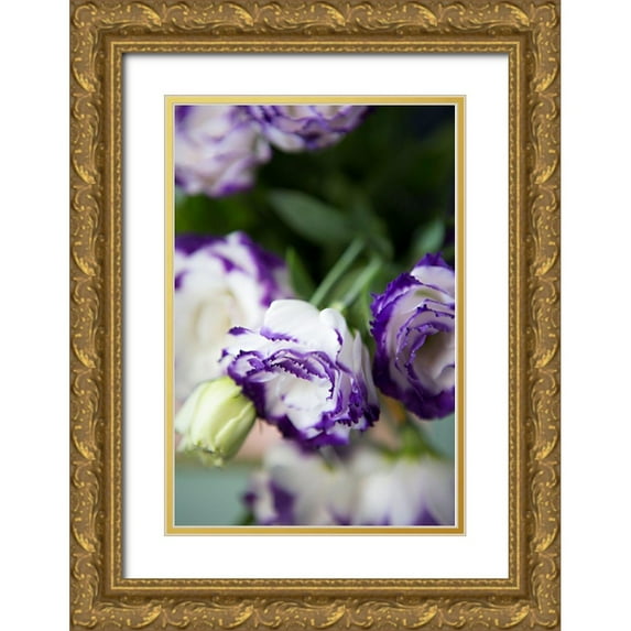 Millet, Karyn 11x14 Gold Ornate Wood Framed with Double Matting Museum Art Print Titled - Purple Tipped Floral II