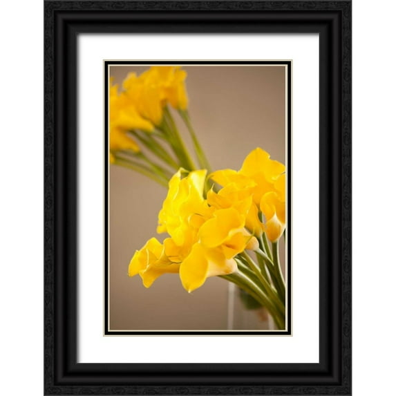 Millet, Karyn 13x18 Black Ornate Wood Framed with Double Matting Museum Art Print Titled - Yellow Calla Lilies