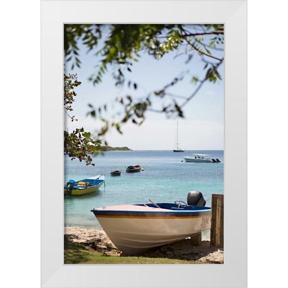 Millet, Karyn 13x18 White Modern Wood Framed Museum Art Print Titled - Caribbean Boats IV