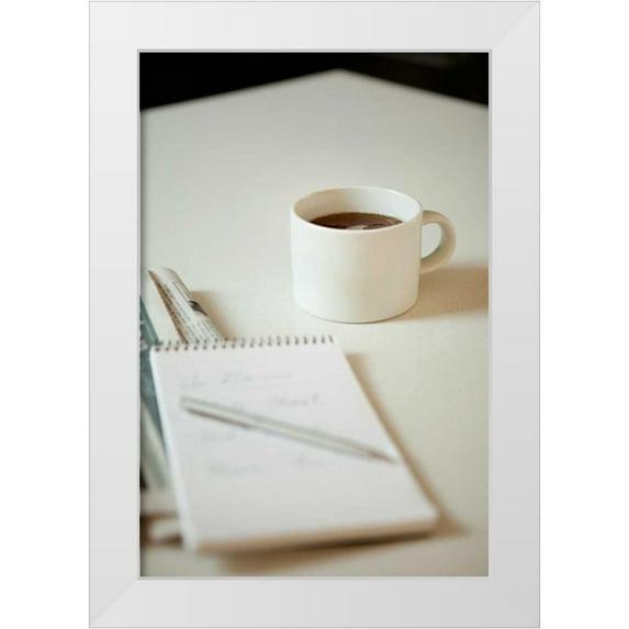 Millet, Karyn 13x18 White Modern Wood Framed Museum Art Print Titled - Coffee and Reflections