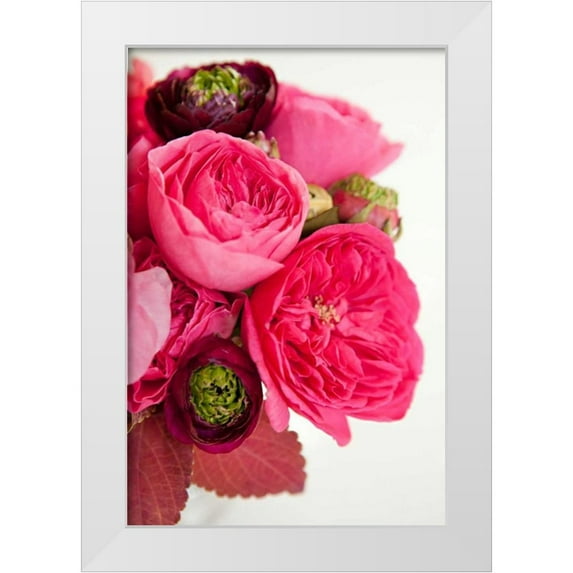 Millet, Karyn 23x32 White Modern Wood Framed Museum Art Print Titled - Peony Bouquet II