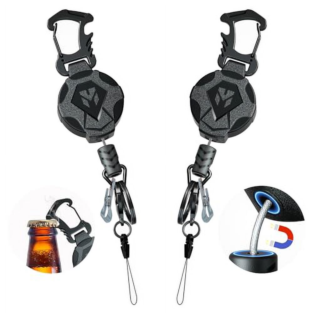 WENSUNNIE 2-Pack Heavy Duty Retractable Badge Reels With 7 Wire Key Rings - Metal, Holds Up To 8oz, For ID Badges & Keys 2 thumbnail image