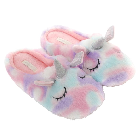 Millffy Cute Animal Unicorn Slippers | Rainbow unicorn Moose elf Plush Home Slides Shoes (9-10 US Women, Purple Unicorn)