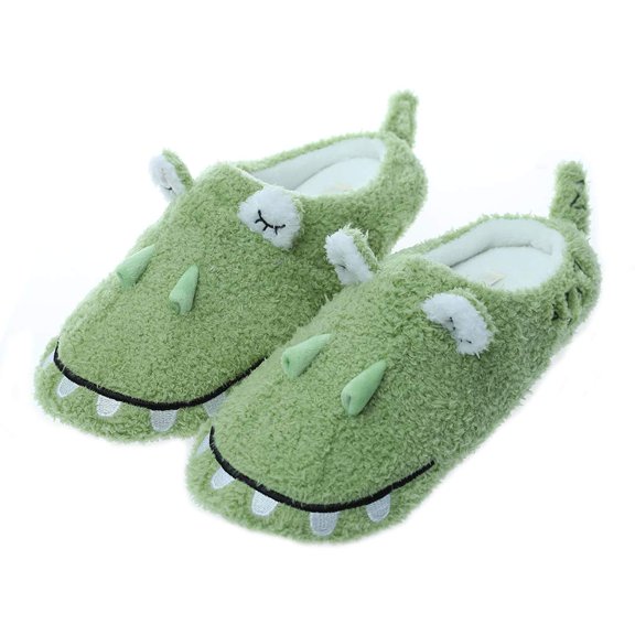 Millffy Cute Crocodile Plush Slippers Japanese Girl Plush sea Animal Soft Bottom Indoor Home Flat Floor Shoes (5-6 Women/3-4 Men, Crocodile)